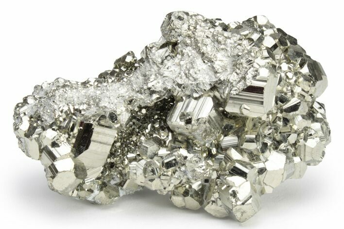 Gleaming, Striated Pyrite Crystal Cluster - Peru #225964